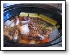 roast chicken stock simmering